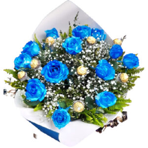 Buquê de Flores Rosas Azuis